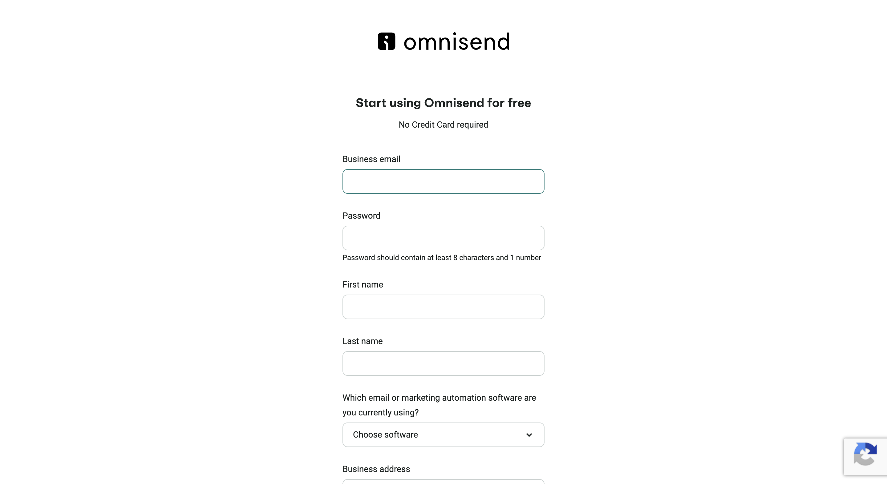 Ominisendのアカウント作成画面